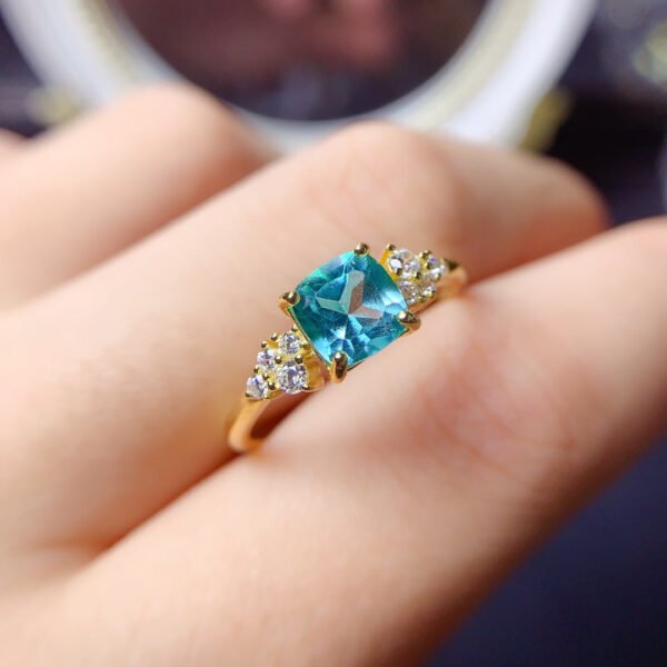 Pure Natural Palaiba Topaz Ring, Main Stone Size 6mm Square0411099879