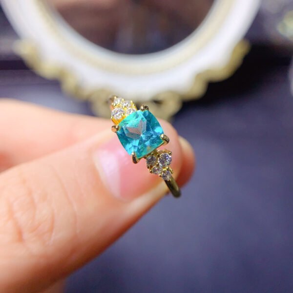 Pure Natural Palaiba Topaz Ring, Main Stone Size 6mm Square0411099879