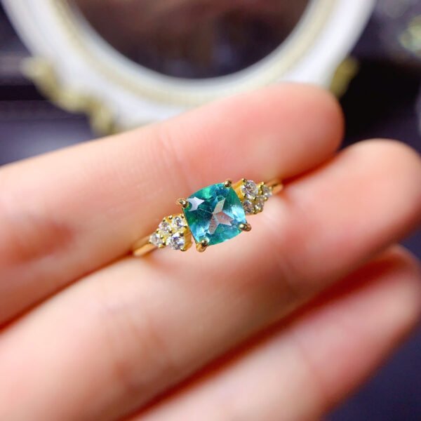 Pure Natural Palaiba Topaz Ring, Main Stone Size 6mm Square0411099879