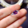 Natural Brazilian amethyst ring, with a main stone size of 6mm square0411090159