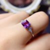 Natural Brazilian amethyst ring, with a main stone size of 6mm square0411090159