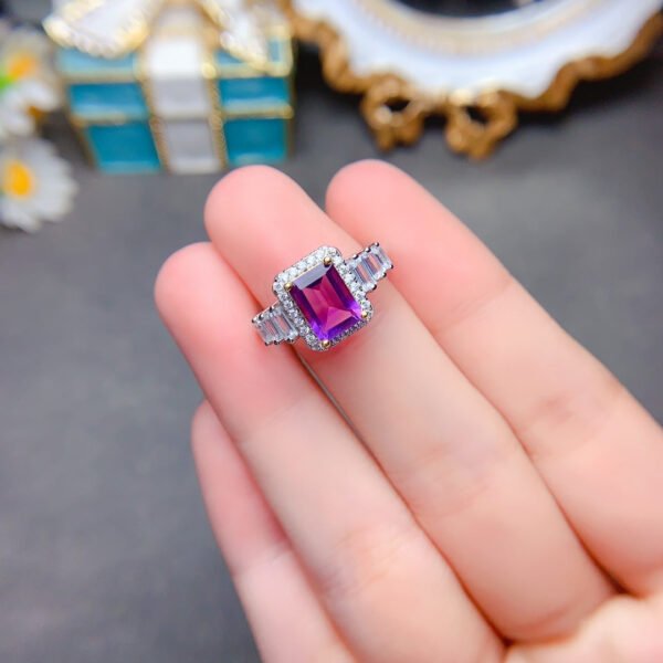 Natural Brazilian amethyst ring, main stone size square 6 * 8mm0411110845