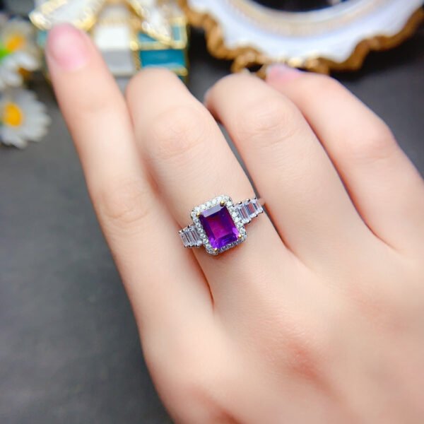 Natural Brazilian amethyst ring, main stone size square 6 * 8mm0411110845