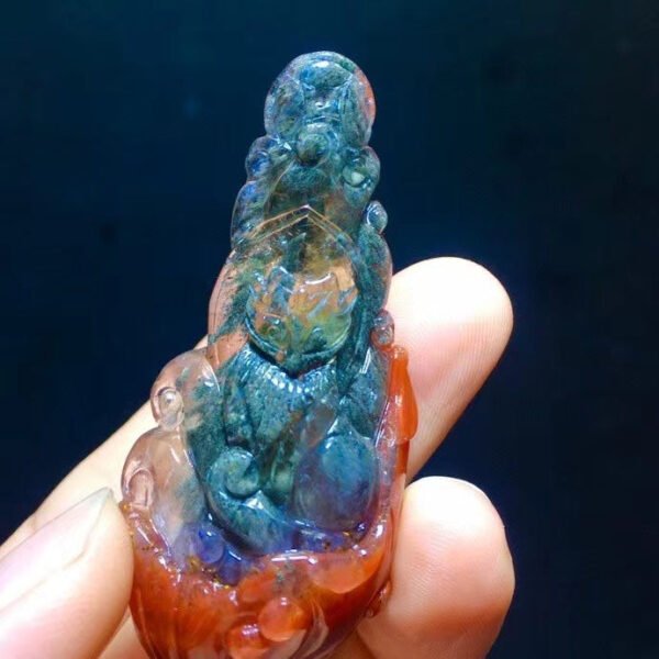 Natural Black Aurora Thorn Rose Feather 🪶 Shaped small tree 🌲 Thousand layered pyramid forest purple titanium nine tailed fox fox fairy pendant for men and women, size 60.4/26.7mm0411548166