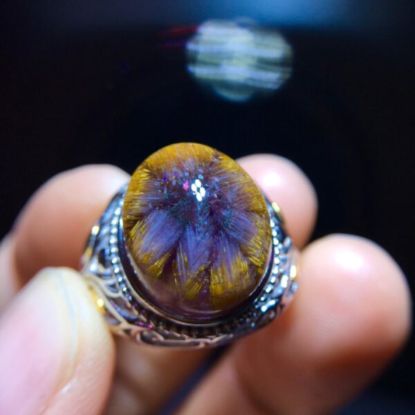 Natural Aurora Titanium Purple Titanium Da Bizi Mizi Flower Ring for Men and Women, Size: 15.4/12.7mm0411668456