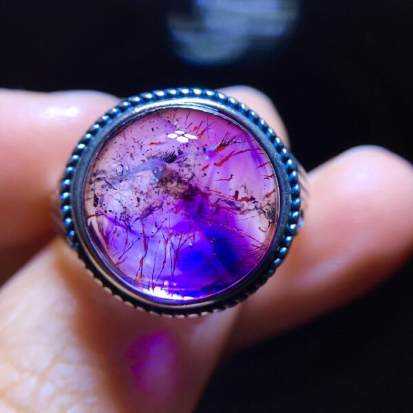 Natural Purple Hair Crystal Purple Super Seven Ring, Specification: 13.5/13.2mm0411238778
