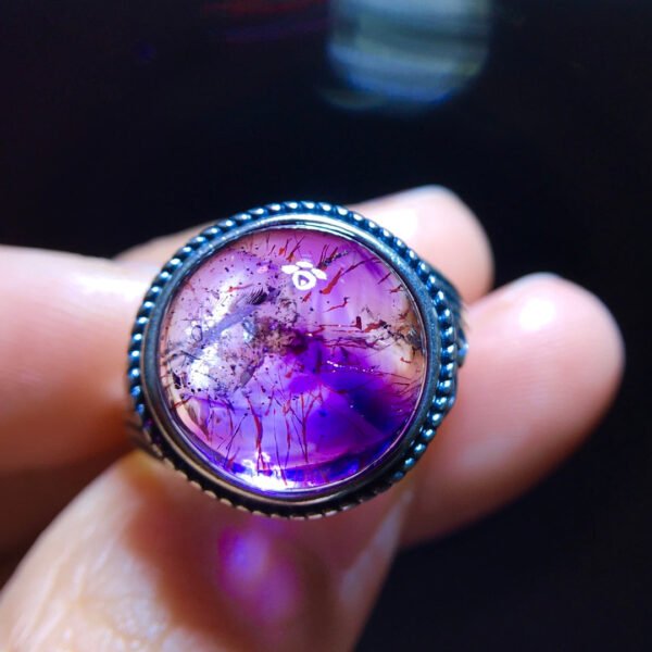 Natural Purple Hair Crystal Purple Super Seven Ring, Specification: 13.5/13.2mm0411238778