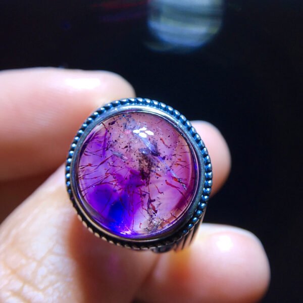 Natural Purple Hair Crystal Purple Super Seven Ring, Specification: 13.5/13.2mm0411238778