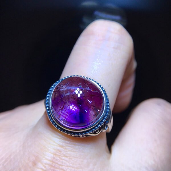 Natural Purple Hair Crystal Purple Super Seven Ring, Specification: 13.5/13.2mm0411238778