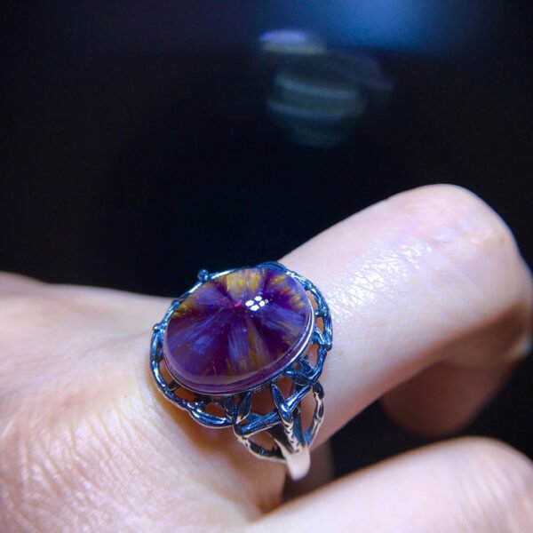 Natural Aurora Titanium Purple Titanium Dazzling Mizi Flower Ring, Size: 14/10.2mm0511398154