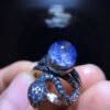 Natural blue hair crystal, blue line stone, round bead, single bead, treasure bowl snake 🐍 Ring, opening size 9mm0511298149
