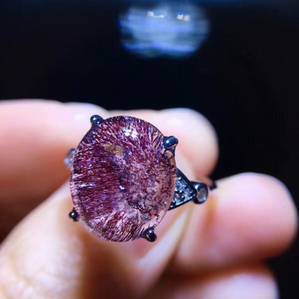Natural Purple Crystal Super Seven Ring, Specification: 12.7/11mm0611218199