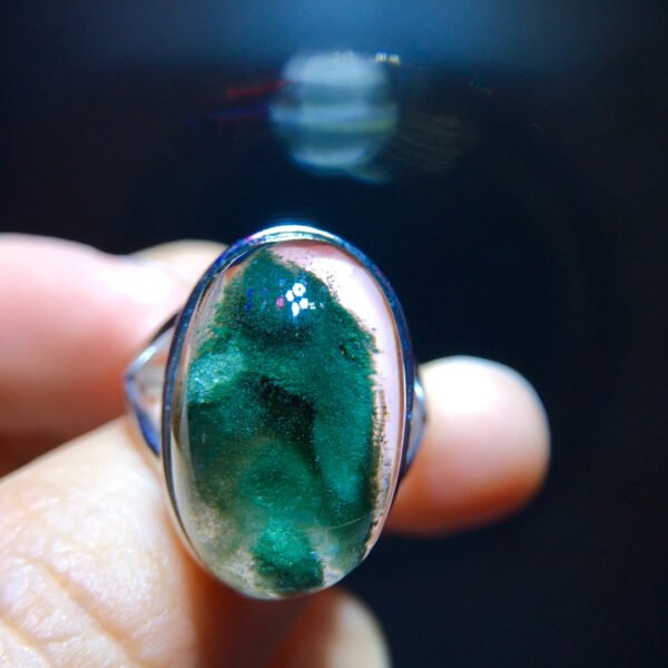 Natural Green Ghost Pyramid Ring, Size 19.6/12.2mm0711248122
