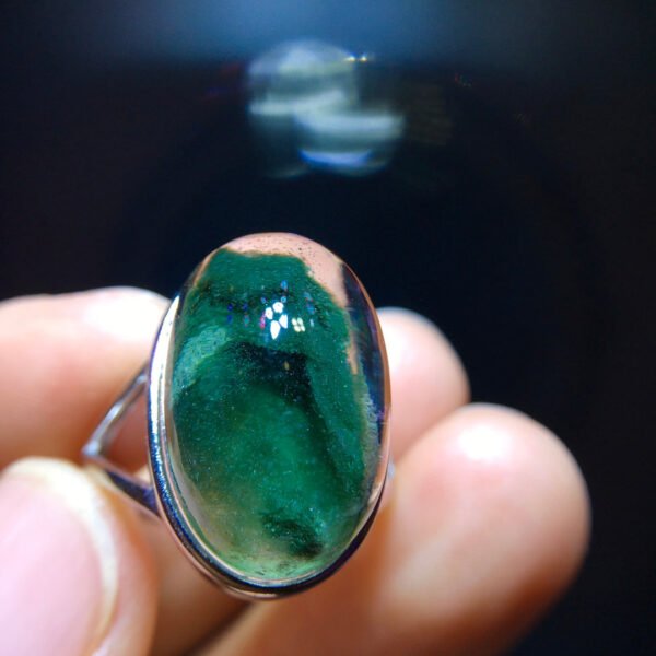 Natural Green Ghost Pyramid Ring, Size 19.6/12.2mm0711248122