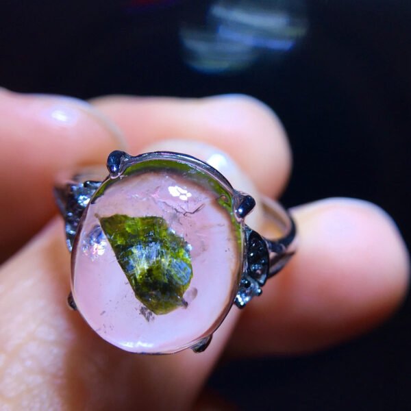 Natural green tourmaline fully wrapped tourmaline, bare stone: 12.5/11mm0811238166