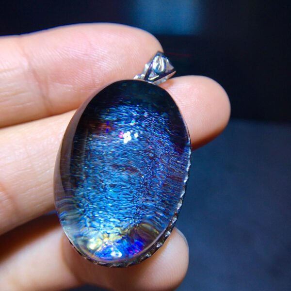 Natural Colorful 🌈 Blue Ghost Starlight Pendant, Size 28.2/19.5mm0911278566