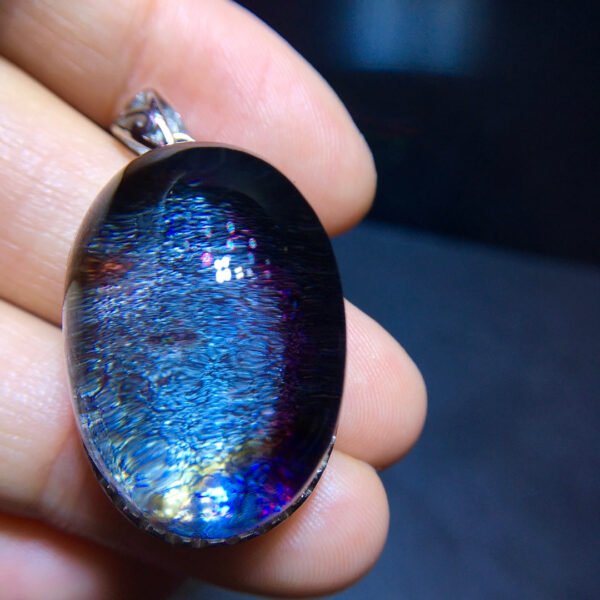 Natural Colorful 🌈 Blue Ghost Starlight Pendant, Size 28.2/19.5mm0911278566