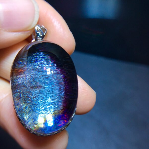 Natural Colorful 🌈 Blue Ghost Starlight Pendant, Size 28.2/19.5mm0911278566