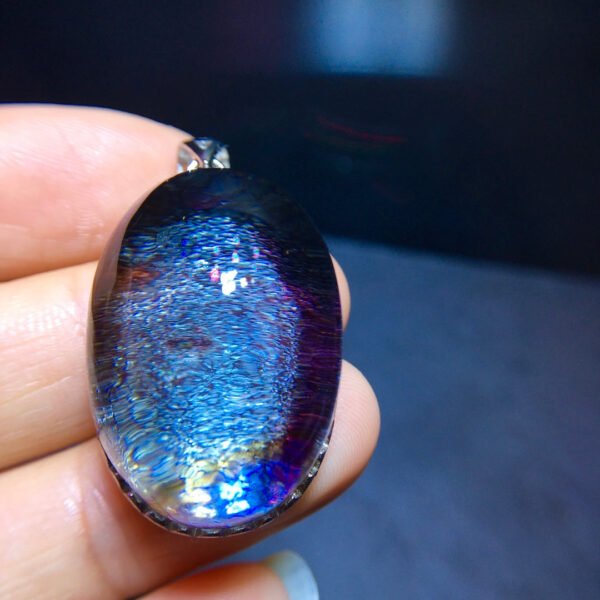 Natural Colorful 🌈 Blue Ghost Starlight Pendant, Size 28.2/19.5mm0911278566