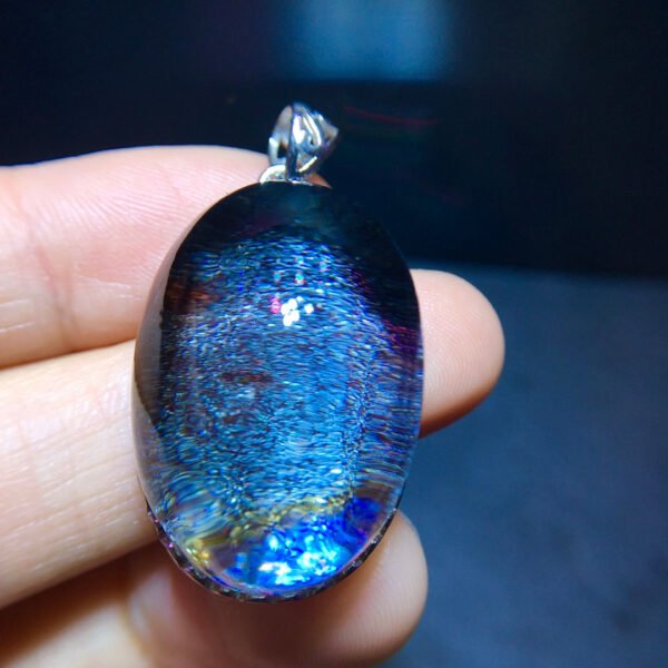 Natural Colorful 🌈 Blue Ghost Starlight Pendant, Size 28.2/19.5mm0911278566