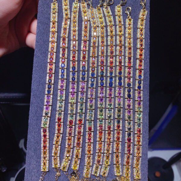 Natural Sri Lanka Burnless Colorful Sapphire Bracelet, Main Stone Size 3 * 4mm1110850136