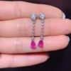 Pure Natural Burnless Papalacha Pink Blue Treasure Earrings, Size 4 * 6mm1110399521