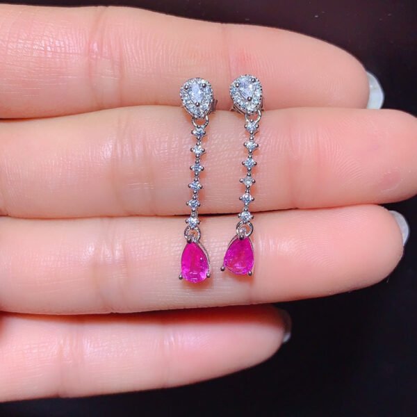 Pure Natural Burnless Papalacha Pink Blue Treasure Earrings, Size 4 * 6mm1110399521