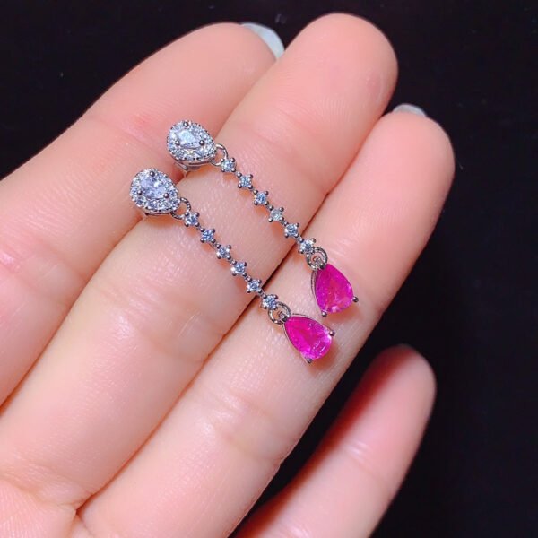 Pure Natural Burnless Papalacha Pink Blue Treasure Earrings, Size 4 * 6mm1110399521