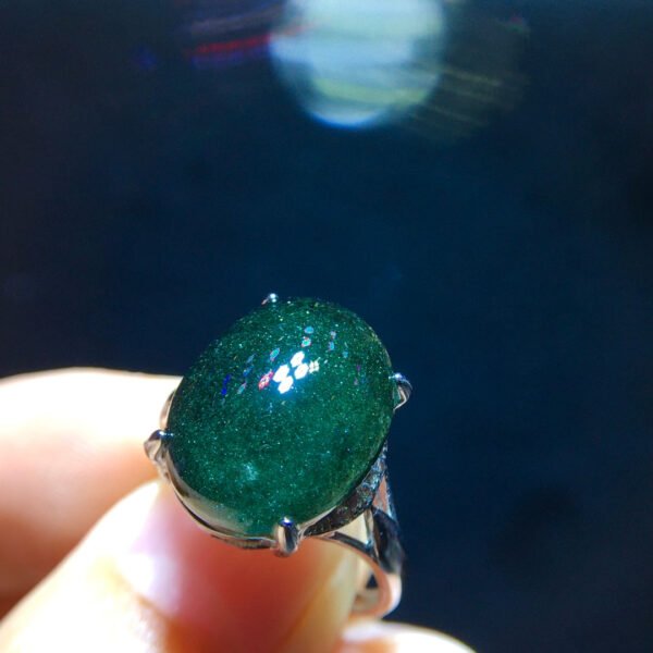 Natural Green Ghost Treasure Bowl Starlight Ring, size 15.1/12.1mm1110208596