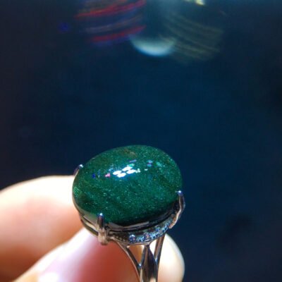 Natural Green Ghost Treasure Bowl Starlight Ring, size 15.1/12.1mm1110208596