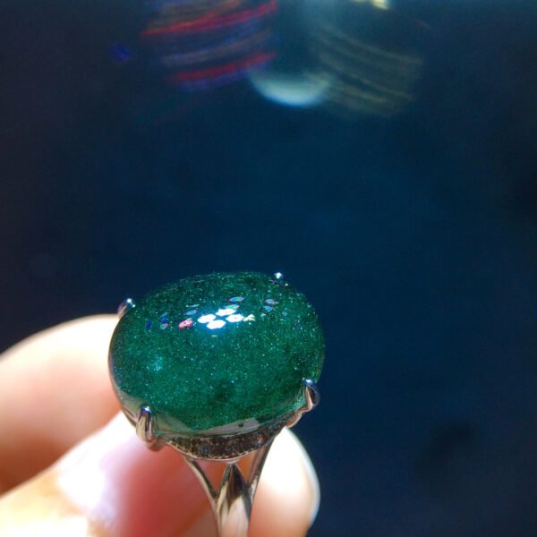 Natural Green Ghost Treasure Bowl Starlight Ring, size 15.1/12.1mm1110208596