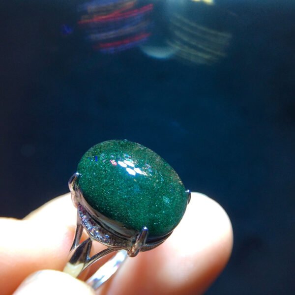 Natural Green Ghost Treasure Bowl Starlight Ring, size 15.1/12.1mm1110208596