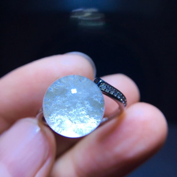 Natural White Ghost Treasure Bowl Ring, Size: 11mm1111188466