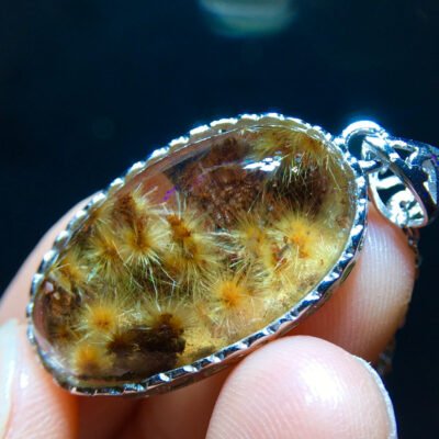 Natural crystalline snowflake titanium ❄️ Chrysanthemum titanium sunflower pendant, size 25/14.6mm1111568199