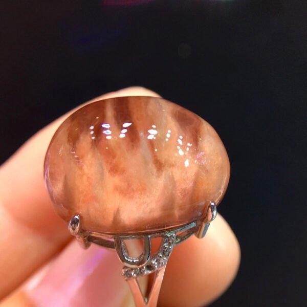 Natural Red Rabbit Hair Treasure Bowl Ring, Specification: 20.7/15.6mm1111198466