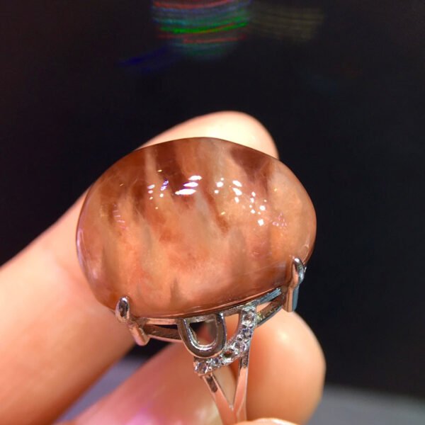 Natural Red Rabbit Hair Treasure Bowl Ring, Specification: 20.7/15.6mm1111198466