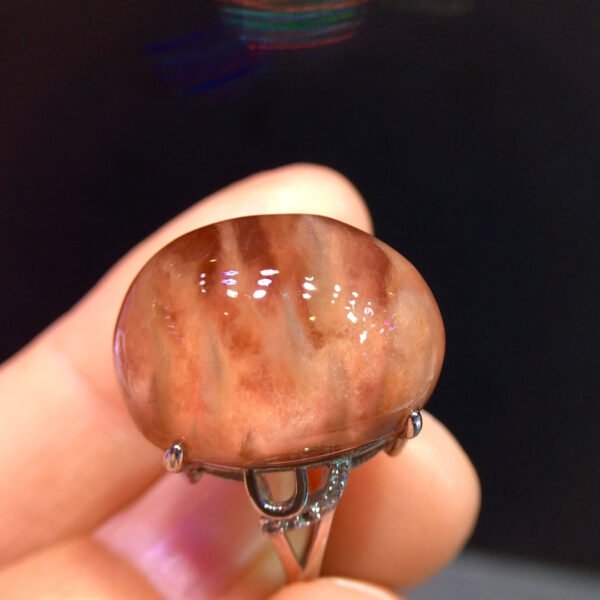 Natural Red Rabbit Hair Treasure Bowl Ring, Specification: 20.7/15.6mm1111198466