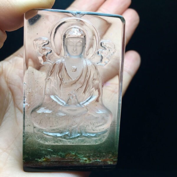 Natural Green Ghost Thousand Layer Silent Buddha Pendant, with a size of 65.6/40/15.7 millimeters and a weight of 77.05 grams1111568992