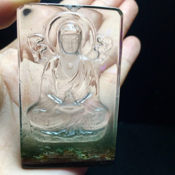 Natural Green Ghost Thousand Layer Silent Buddha Pendant, with a size of 65.6/40/15.7 millimeters and a weight of 77.05 grams1111568992