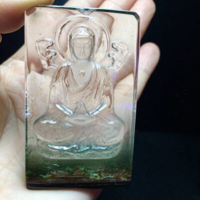 Natural Green Ghost Thousand Layer Silent Buddha Pendant, with a size of 65.6/40/15.7 millimeters and a weight of 77.05 grams1111568992