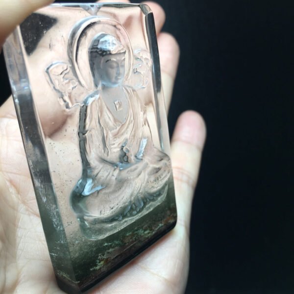 Natural Green Ghost Thousand Layer Silent Buddha Pendant, with a size of 65.6/40/15.7 millimeters and a weight of 77.05 grams1111568992