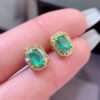 Pure natural Columbia emerald earrings, main stone size 4 * 6mm1112350466