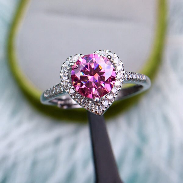 Classic Pink Mosang Diamond Ring, Main Stone 1 Carat, Round 6.5mm1114190866