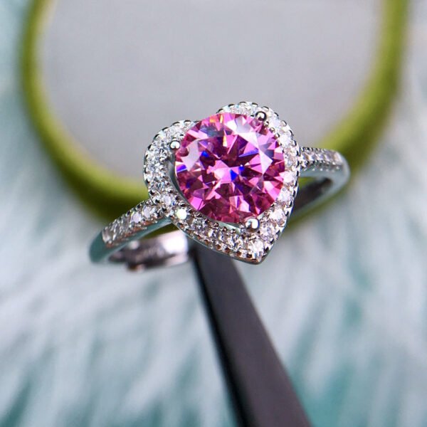 Classic Pink Mosang Diamond Ring, Main Stone 1 Carat, Round 6.5mm1114190866