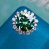 Popular Green Mosan Diamond Ring, Main Stone 6 Carat, Round 12mm1114199488