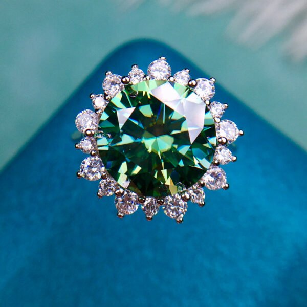 Popular Green Mosan Diamond Ring, Main Stone 6 Carat, Round 12mm1114199488