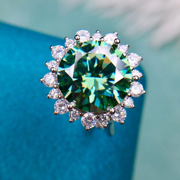 Popular Green Mosan Diamond Ring, Main Stone 6 Carat, Round 12mm1114199488