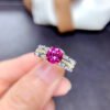 Classic Pink Mosang Diamond Ring, Main Stone 1 Carat, Round 6.5mm1114199722