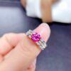 Classic Pink Mosang Diamond Ring, Main Stone 1 Carat, Round 6.5mm1114199722