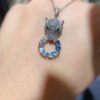 Pure natural Swiss blue topaz pendant with a main stone circle of 3mm1114160355